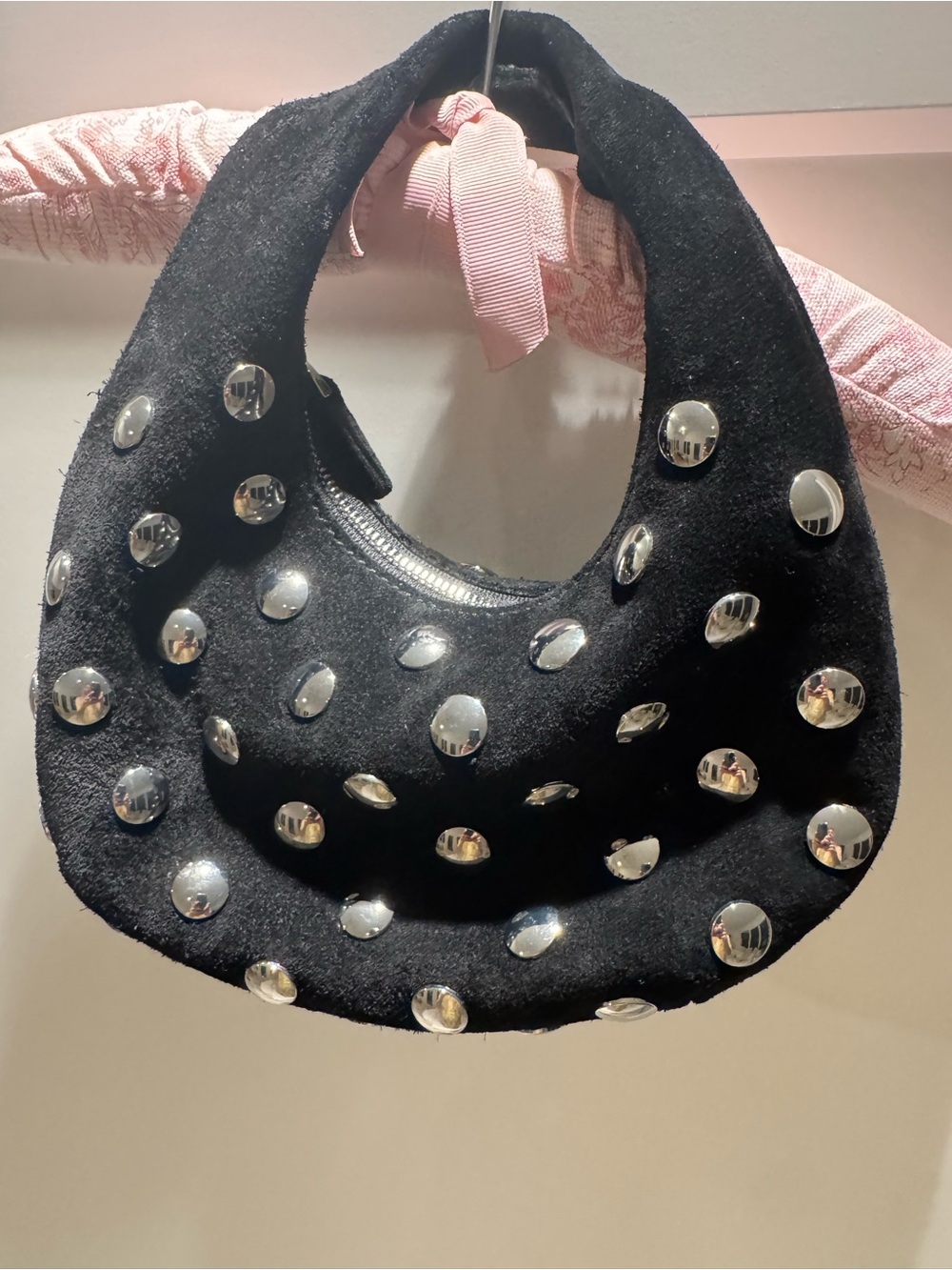 Madewell Black Suede Mini Hobo with Silver Studs - Picture 2 of 6
